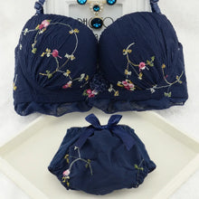 Load image into Gallery viewer, Women Underclothes Young Girl Underwear Bras A B cup Lingerie set With Brief Sexy Lingerie Lace Embroidery Bowknot Bra Sets