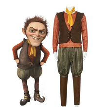 Load image into Gallery viewer, Monster Rumpelstiltskin Cosplay Costume T Shirt Brown Vest Trousers Yellow Scraf Halloween Role Playing King Dwarf Fancy Uniform