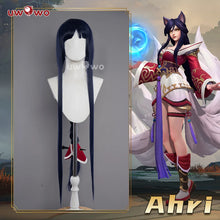 Load image into Gallery viewer, IN STOCK UWOWO Ahri Cosplay Wig Game League of Legends/LOL: Ahri Wig Champion Cosplay Wigs Ahri Hair Dark Blue 100cm Long Wig