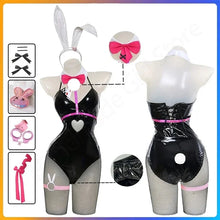 Load image into Gallery viewer, Anime Miku Rabbit Cosplay hole Black Leather Bunny Girl Sexy Cute Halloween Cosplay Costume Headdresses Clothes Bows Girl Wig