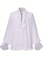 Load image into Gallery viewer, Medieval Halloween Costumes Autumn Casual Shirts Steampunk Cosplay Bandage Long Sleeve Ruffled Shirt Gothic Blouse Tops