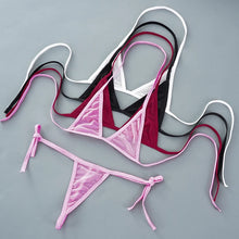 Load image into Gallery viewer, Sexy Mini Bra Sets Wirefree Ultra-thin Mesh Unlined Bra Brief Set Black Transparent 2 Pieces Halter Women's Exotic Lingerie Sets