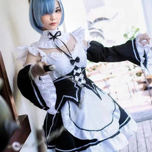 Load image into Gallery viewer, Anime Ram/Rem Lolita Maid Cosplay Costumes Vestido Re:zero Kara Hajimeru Isekai Seikatsu Halloween Costumes for Women Loli Dress