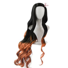 Load image into Gallery viewer, Kimetsu no Yaiba Kamado Nezuko Cosplay Wig Heat Resistant Synthetic Hair Wigs + Bamboo Props Sealing Stick