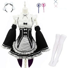 Load image into Gallery viewer, Anime Ram/Rem Lolita Maid Cosplay Costumes Vestido Re:zero Kara Hajimeru Isekai Seikatsu Halloween Costumes for Women Loli Dress