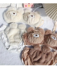 Load image into Gallery viewer, Cartoon Bear Students Plush Sexy Comfortable Wireless Bra & Brief Sets Comfortable Lingerie Japanese Girls Winter Underwear