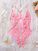 Load image into Gallery viewer, Women's Porn Lingerie G-string Transparent Bodysuit Underwear Set Lace Deep V Crotchless One-piece Lingerie Adult Bodysuit