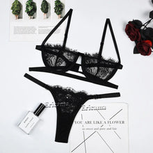 Load image into Gallery viewer, Lenceria Babydoll Sexy Bra And Panty Set Lingerie Intimates Women Lace Transparent Open Bra Hollow Out Underwear Erotic Costumes