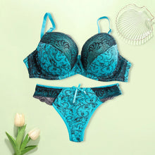 Load image into Gallery viewer, 2026 New Women Sexy Lace Underwear Set Push Up Embroidered Bra And Thong Plus Size 2 Piece Set Color Block Lingerie Suits