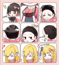 Load image into Gallery viewer, Vampire Miku Cosplay Costumes Wig Cute Vampire Costume HSIU 45CM Blue-green double ponytail short hair Pink kawaii dress