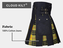 Load image into Gallery viewer, CLOUD KILT " Kilt for Men, Utility Kilt, 100% Cotton Jeans Hybrid Kilt, Modern Box Pleated Tartan Traditional Men's Kilt