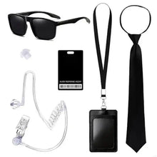 Load image into Gallery viewer, Security Guard Cosplay Costume including Black Glasses Earpiece And Neck Tie