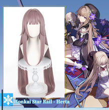 Load image into Gallery viewer, IN STOCK UWOWO Game Honkai: Star Rail Cosplay Herta Cosplay Wig 50CM Long Gray-Pink Long Hair Heat Resistant