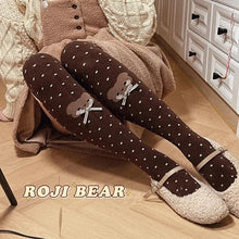 Load image into Gallery viewer, Japanese Little Bear Polka Dot Bow Lolita Socks Women Autumn Winter knee-high Socks Thick Combed Cotton Kawaii Slimming Stocking