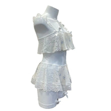 Load image into Gallery viewer, Sexy Underwear Strapless Bra & Brief Lingerie Three-piece Set Women's Pajamas Silk Lace Ruffles with Chest Pad Floral Printing