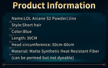 Load image into Gallery viewer, IN STOCK UWOWO Jinx Wig Gme LOL Jinx Buns Hair Arcane S2 Powder/Jinx Alternative Universe AU Cosplay wig Blue Hair