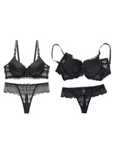 Load image into Gallery viewer, Women s Floral Lace Lingerie Set Sheer Mesh Seductive Babydoll Push up Bra and Panty 2 Pcs Set with Garter Belt
