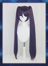Load image into Gallery viewer, UWOWO Mona Megistus Cosplay Wig Game Genshin Impact Cosplay Astral Reflection 90cm Purple Twin Tail Wig Heat Resistant