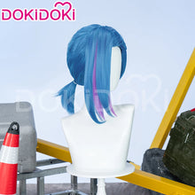 Load image into Gallery viewer, IN STOCK Jinxx Wig Game DokiDoki-R Women 38cm Hair Jinxx Cosplay Mask Tattoo Necklace Nails Bun Wig Luminous Ball Free Cap