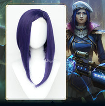 Load image into Gallery viewer, UWOWO Caitlyn Wig Game LOL: Caitlyn Arcane Commander Cosplay Wig Lace Wig High Quality Dark Blue Hair