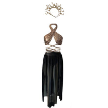 Load image into Gallery viewer, Greek Goddess Cosplay Costume for Women Halter Neck Tank Tops Slit Long Skirts and Arm Tie Straps Set Role Play