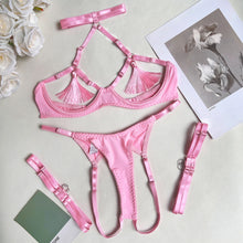 Load image into Gallery viewer, Sexy Lingerie Set Tassel Lingerie Set Women Cut Out Sexy Erotic Set Solid Brief Underwear Set Nightwear