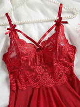 Load image into Gallery viewer, Transparent Red Sexy Lingerie Women's Underwear See Through Sleepwear Lace Nightdress And Panty Pijamas Sets Female Sexy Nighty