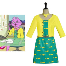 Load image into Gallery viewer, Princess Carolyn Cosplay Costume Yellow Coat Green Dress Full Suit for Women Halloween Carnival Fancy Outfit