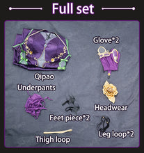 Load image into Gallery viewer, IN STOCK UWOWO C.C. Cosplay Codee Geasss: C.C. CC Purple Cheongsam Cosplay Costume Purple Dress Halloween Costume