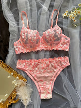 Load image into Gallery viewer, Mesh Sheer Lingerie Set – French Floral Embroidered Underwear, Sexy Bra & Briefs for Women