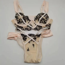 Load image into Gallery viewer, Sexy Lace Lingerie Push Up Semi-sheer Bra and Panty Sets Gathering Chest Flower Large Steel Ring Pretty Korean Fashion Bra Set