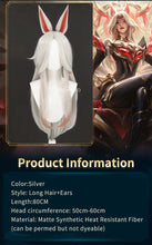 Load image into Gallery viewer, UWOWOW Ahri Wig Game League of Legends/LOL: Immortalized Legend Ahri Cosplay Wig Long Hair with Ear White Silver Hair 80CM