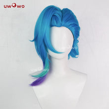 Load image into Gallery viewer, UWOWO Jinx Wig Game LOL: Arcane2 Fractured Jinx Cosplay Costume Wig Long Lace Wig Blue Hair Heat Resistant