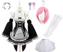 Load image into Gallery viewer, Anime Ram Rem Lolita Maid Cosplay Costumes Vestido Re:zero Kara Hajimeru Isekai Seikatsu Halloween Costumes for Women Loli Dress