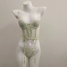 Load image into Gallery viewer, Sexy Brassiere Vest Women's Underwear Summer New Fishbone Lace Strap Design Embroideries Premium Bra and Panty Lingerie Set