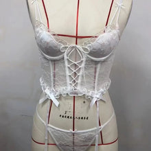 Load image into Gallery viewer, Sexy Brassiere Vest Women's Underwear Summer New Fishbone Lace Strap Design Embroideries Premium Bra and Panty Lingerie Set