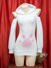 Load image into Gallery viewer, Anime Bunny Girl Cosplay Costumes Women Kawaii White Plush Hooded Bodysuit Cute Rabbit Ears Pajamas Sexy Shoulder Hoodies Dress