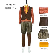 Load image into Gallery viewer, Monster Rumpelstiltskin Cosplay Costume T Shirt Brown Vest Trousers Yellow Scraf Halloween Role Playing King Dwarf Fancy Uniform