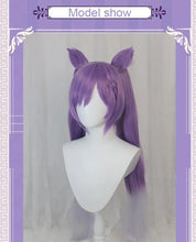 Load image into Gallery viewer, IN STOCK UWOWO Game Genshin Impact Keqing Cosplay Wig Driving Thunder Yuheng of the Liyue Qixing 80cm Purple Gray Gradient Hair