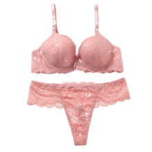 Load image into Gallery viewer, Women s Floral Lace Lingerie Set Sheer Mesh Seductive Babydoll Push up Bra and Panty 2 Pcs Set with Garter Belt