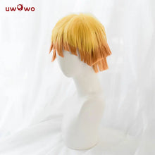 Load image into Gallery viewer, UWOWO Zenitsuu Cosplay Wig 25cm Short Yellow Orange Gradient Demonn Slaying Hair