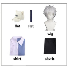 Load image into Gallery viewer, Anime Link Click Lucas Cosplay Costume White Short Wig Lu Guang Blue Shirt Pant Hat Full Set Daily Clothing Halloween