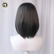 Load image into Gallery viewer, UWOWO Game Cheshire Cosplay Wig Bob haircut 35cm Gray And Green wigs Halloween Wig