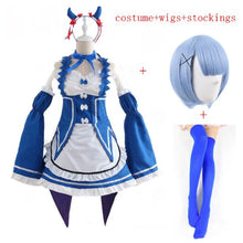 Load image into Gallery viewer, Ram Rem Lolita Maid Cosplay Costumes Wig Pecula Vestido Anime Re:zero Kara Hajimeru Isekai Seikatsu Cosplay Halloween Maid Dress