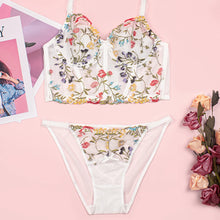 Load image into Gallery viewer, Sexy Embroidery Lingerie Lace Floral Women Underwear Bones Push Up Bra Romantic Girl Bras And Panties Set Female Beautiful Sets