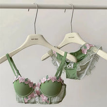 Load image into Gallery viewer, Black Mesh Embroidery Lingerie Set for Women Sexy Seamless Bras and Panty Set 2 Piece No Wire Bralette Mujer Lenceria Para Damas