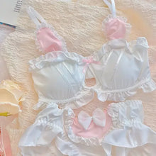 Load image into Gallery viewer, Japanese Cute Girl Lace Bra Set Hollow Sexy Sweet Rimless Underwear Bras for Women