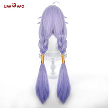 Load image into Gallery viewer, IN STOCK UWOWO Honkai Star Rail Cosplay Wig with Headpiece Bailu Cosplay Wig Long Blue Hair Purple Long Hair Heat Resistant