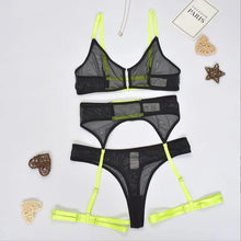 Load image into Gallery viewer, Women Transparent Bra Set Hot Erotic Sexy Costumes Solid Color Underwear Seamless Bra Thong Garters Sexy Lingerie Sets