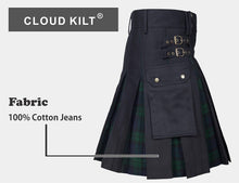 Load image into Gallery viewer, CLOUD KILT " Kilt for Men, Utility Kilt, 100% Cotton Jeans Hybrid Kilt, Modern Box Pleated Tartan Traditional Men's Kilt